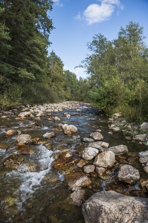 The Republic of Bashkortostan. Russia. The mountain river in the Ural Mountains.