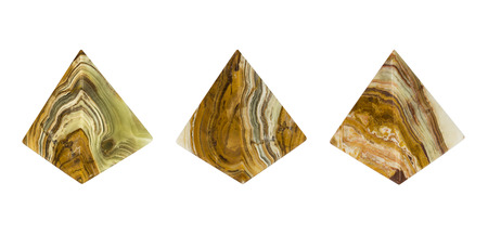 Mineral Onyx, Agate kind in the form of a pyramid. Isolated image.の写真素材