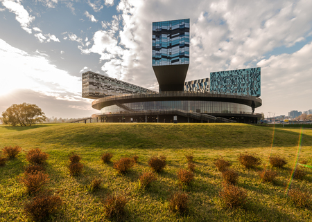 Moscow, Russia - October 18, 2015: the Innovation center SKOLKOVO. Moscow school of management.のeditorial素材