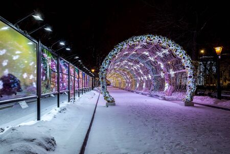 Moscow, Russia - January 03, 2017: New Year and Christmas lighting decoration of the Tverskoy Boulevard.のeditorial素材