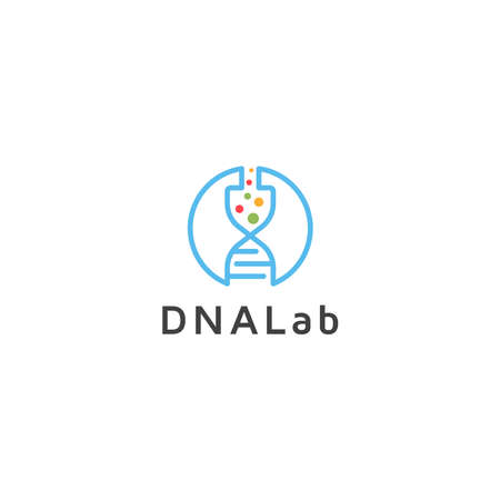 Abstract Helix DNA Lab Logo Icon Design Template Vector Illustrationのイラスト素材