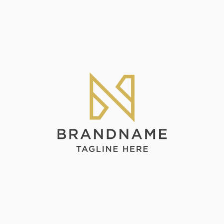 Letter N initial elegant gold Abstract shape Logo Icon Design Template vector.のイラスト素材