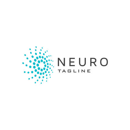 Abstract dot Neuro Logo Icon Design Template. Neuron, science, tech, blue, modernのイラスト素材