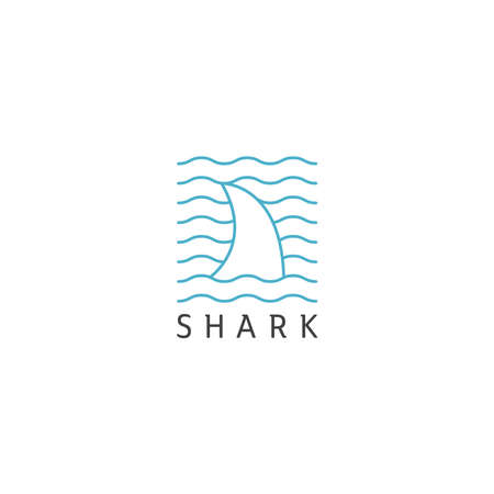 Abstract wave and Shark fin logo Icon Design Template. Line, Minimalist, Modern Vector Illustrationのイラスト素材