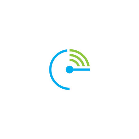 Letter E with wifi shape Connect Logo Icon Design Template Vector Illustrationのイラスト素材