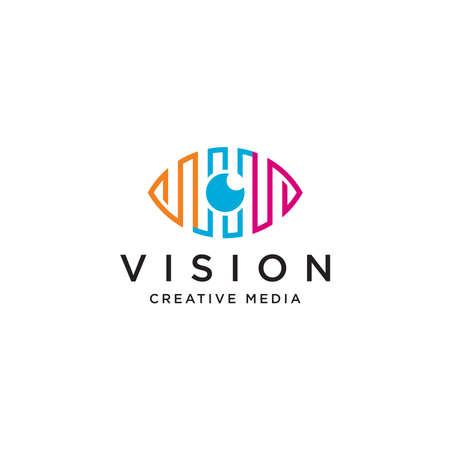 Colorful Eye Logo Icon Design Template. Vision, Modern Vector Illustrationのイラスト素材