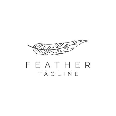 Line art Feather Logo Icon Design Template Vector Illustrationのイラスト素材