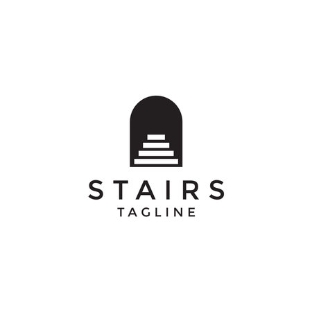 Stairs Logo Icon Design Template. Gate, Door, Modern Vector Illustrationのイラスト素材