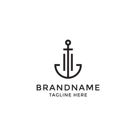 Marine Anchor Logo Icon Design Template Vector Illustrationのイラスト素材