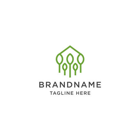 Forest tree park home logo icon design template. Green, eco, natural. Logo suitable for business, real estate, cabin, cottage, and moreのイラスト素材