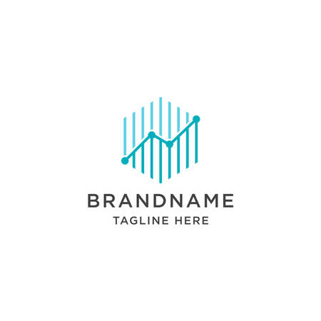Hexagon Finance data statistic chart bar Logo Icon Design Template Vectorのイラスト素材