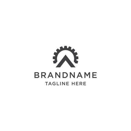 Letter A Mountain Gear Logo Icon Design Template Vectorのイラスト素材