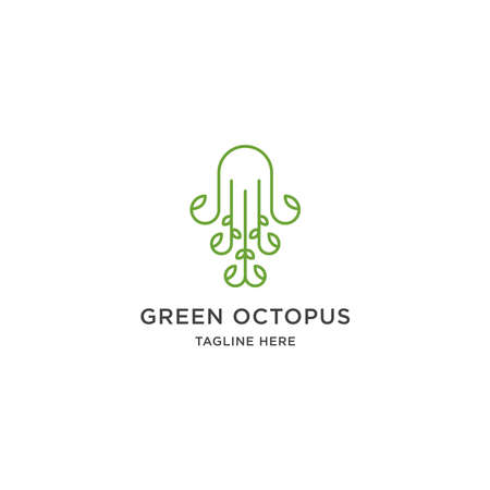 Octopus and leaf nature Logo Icon Design Template. Sea, Nature, Food, Animalsのイラスト素材