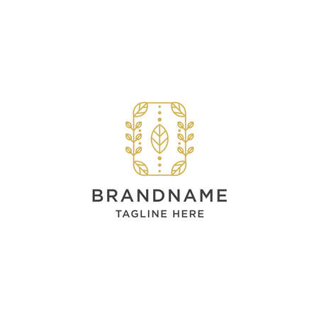 Leaf flower Floral ornament Logo Icon Design Template. Florist, Garden, Feminine.のイラスト素材