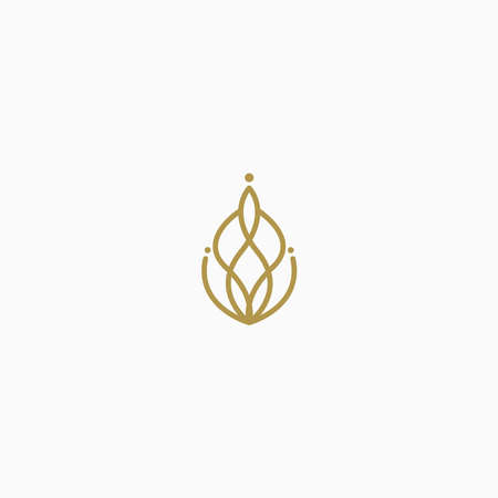 Abstract gold Bloom flower Logo Icon Design Template Vector Illustration. Elegant, jewel, luxury, beauty and boutiqueのイラスト素材