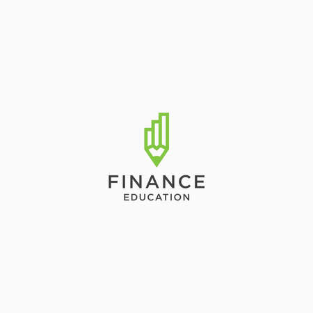 Pencil with bar graphic Finance Education Logo Icon Design Template Vector Illustrationのイラスト素材