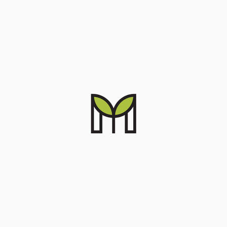Letter M Leaf Logo Icon Design Template. Nature, Leaf, Eco, Initials Vector Illustrationのイラスト素材