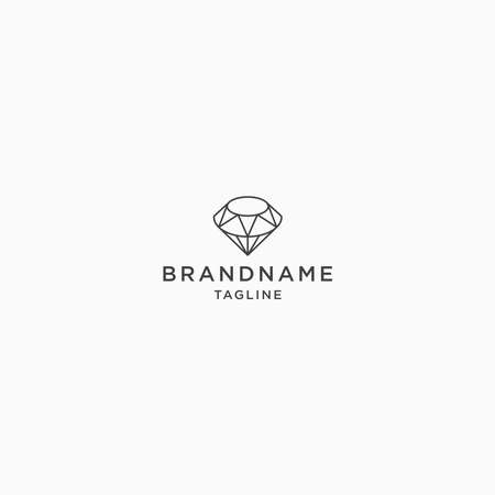 Line art polygonal Diamond Jewelry Logo Icon Design Template. Line Style, Minimalist, Modern Vector Illustrationのイラスト素材