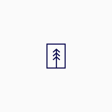Pine tree with rectangular Park Logo Icon Design Template. Tree, Nature, Modern Vector Illustrationのイラスト素材