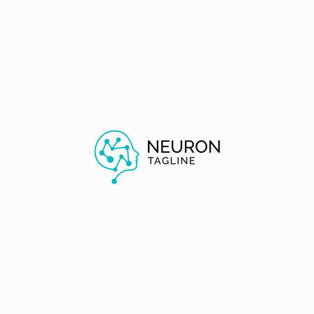 People head with dot connectivity Neuron Logo Icon Design Template. Brain, Connect, Data, Modern Vector Illustrationのイラスト素材