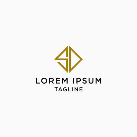 Letter SD Logo Icon Design Template. Elegant, Luxury, Gold, Modern Vector Illustrationのイラスト素材