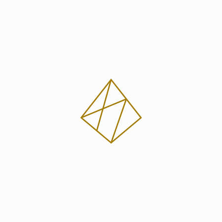 Abstract polygonal Prism gold Logo Icon Design Template. Triangle, Line, Modern Vector Illustrationのイラスト素材