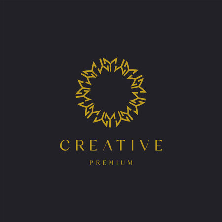 Abstract luxury circle ornament line style with letter M concept, logo icon design template vector illustrationのイラスト素材