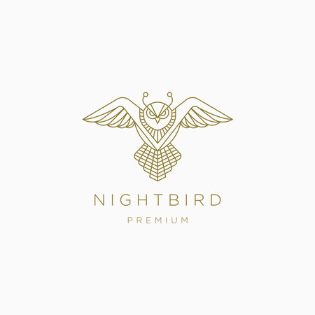 Luxurious Owl bird line art style logo icon design template vector illustrationのイラスト素材