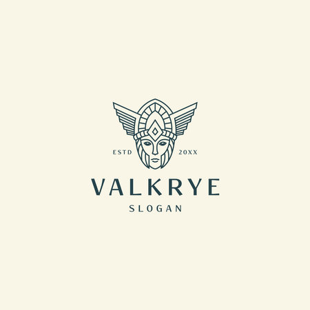 Valkyrie mono line logo icon design template vector illustrationのイラスト素材