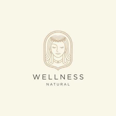 Beauty woman mono line logo icon design template vector illustrationのイラスト素材