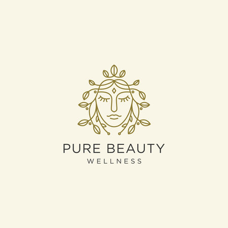 Luxurious Beauty woman with floral leaf line art natural beauty logo icon design template vector illustrationのイラスト素材