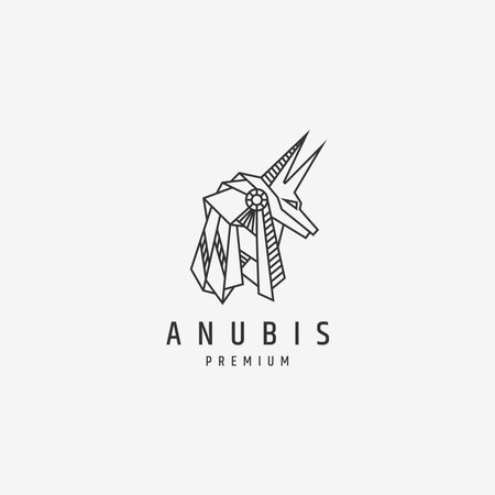 Elegant Anubis mono line polygonal logo icon design template vector illustrationのイラスト素材