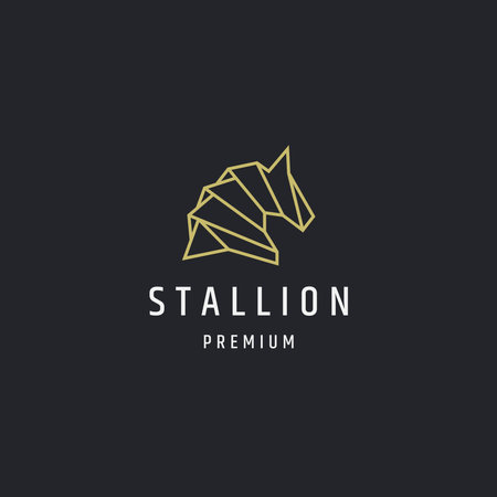 Awesome horse mono line logo icon design template vector illustrationのイラスト素材