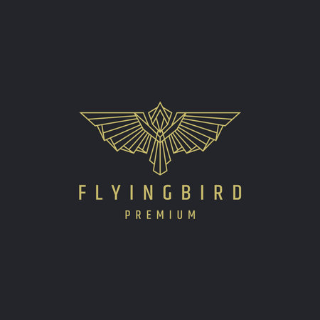 Awesome Flying Bird line art polygonal logo icon design template vector illustrationのイラスト素材