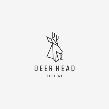 Deer head polygonal outline logo icon design template vector illustrationのイラスト素材