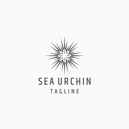 Sea urchin logo icon flat design template vectorのイラスト素材
