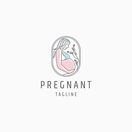 Pregnant woman logo icon design template vectorのイラスト素材