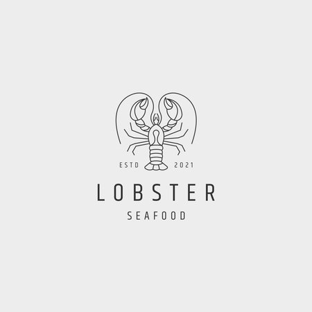 Lobster seafood minimalist logo icon design template vectorのイラスト素材