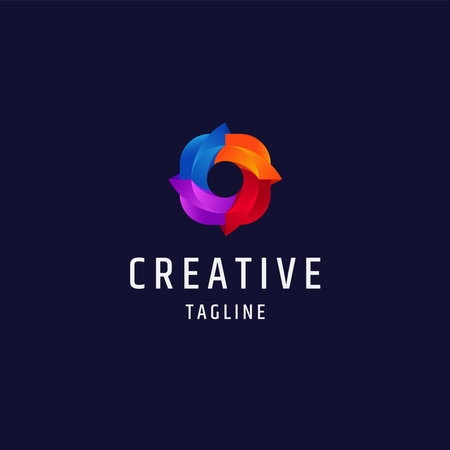 Abstract circle camera shutter colorful gradient logo icon design template vector illustrationのイラスト素材