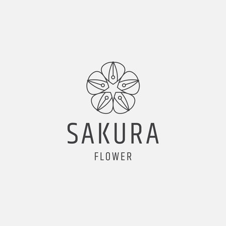 Sakura flower logo icon flat design template vector illustrationのイラスト素材