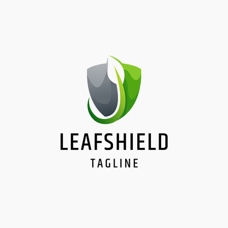 Leaf shield nature security flat logo icon design template vector illustrationのイラスト素材