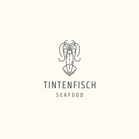 Squid seafood logo icon flat design template vector illustrationのイラスト素材