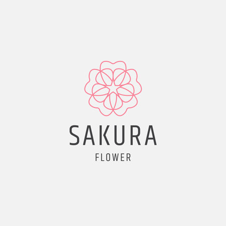 Sakura flower logo icon flat design template vector illustrationのイラスト素材