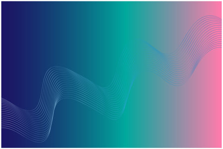 abstract background with wavy lines in blue, pink and greenのイラスト素材