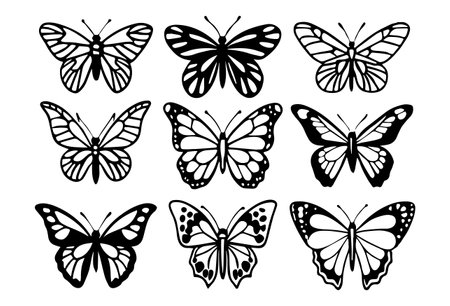 Butterflies set. Isolated on white background. Vector illustration.のイラスト素材
