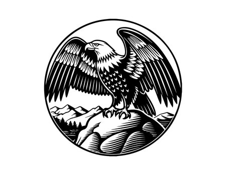 Eagle on the rock. Vector illustration of an american eagle.のイラスト素材