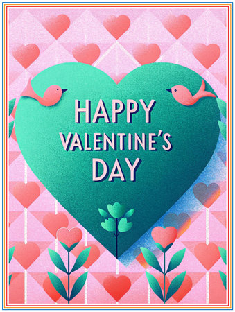 Valentine's Day greeting card with heart. Vector illustration.の写真素材