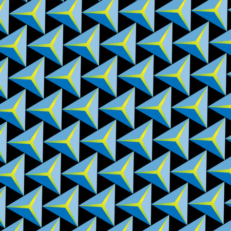 Seamless geometric pattern with triangles. Vector illustration. Black background.