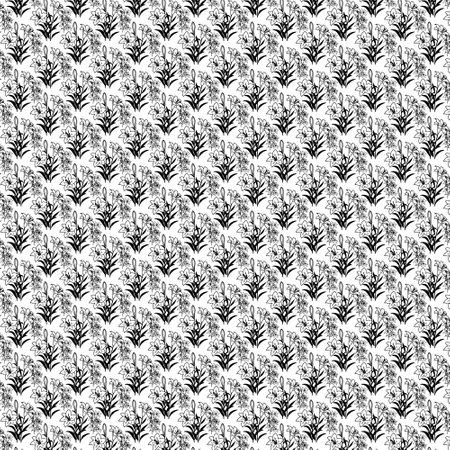 Seamless pattern with black silhouettes of trees on a white backgroundの写真素材