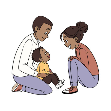 Mother, father and son sitting on the floor. Vector sketch illustrationのイラスト素材